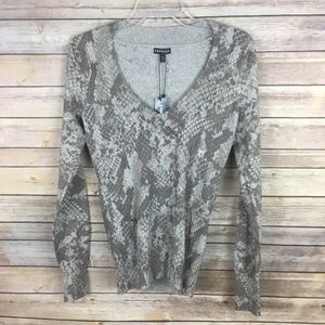 NWT Express Small Brown Gray Snakeskin Knit Top
